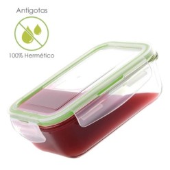 Recipiente Hermetico Cristal Rectangular 1200 ml, 20,4 x 15,4 x 7 (alt) cm,