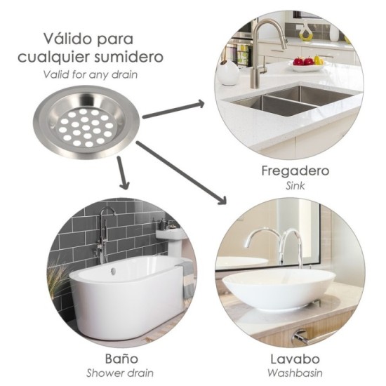 Filtro Cestillo Para Lavabo / Fregadero Inoxidable 6 cm, al por Mayor | Almacén de Ferretería