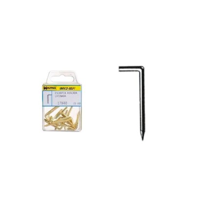 Alcayatas Punta Hierro Zincado 17x40 mm, Brico Self 15 unidades