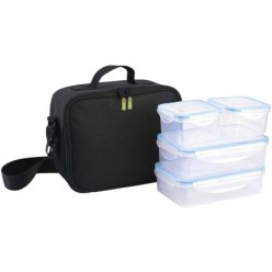 Bolsa Termica Con 4 Recipientes Hermeticos Plastico (2x800 ml + 2x400 ml,)