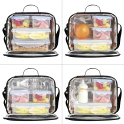 Bolsa Termica Con 4 Recipientes Hermeticos Plastico (2x800 ml + 2x400 ml,)