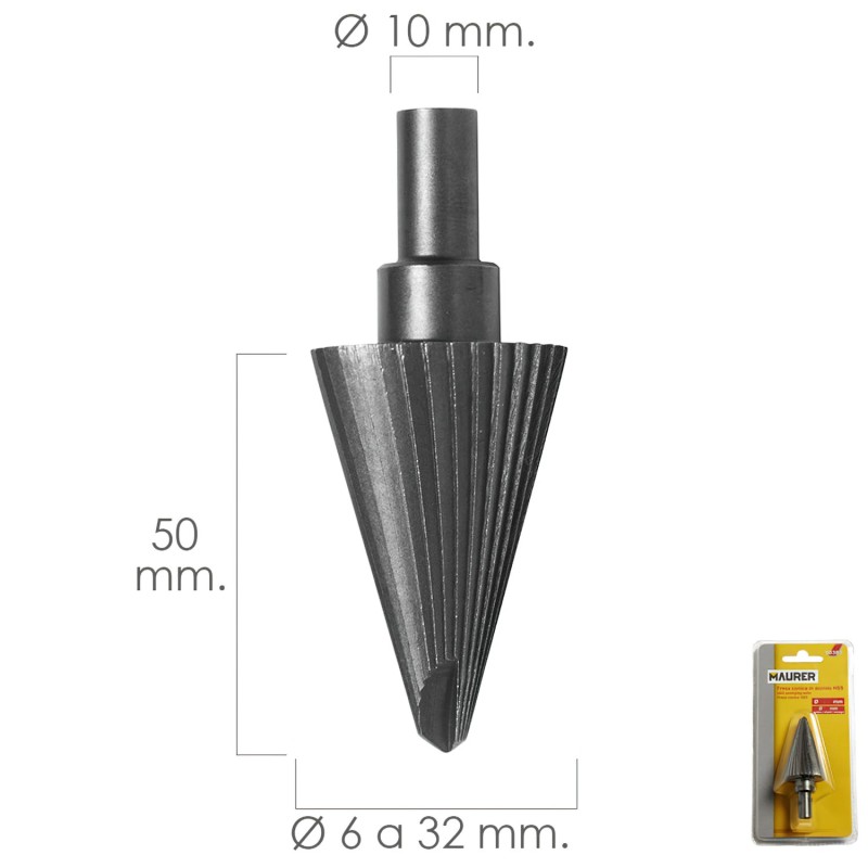 Fresa Conica Hss Ø 6-32 mm, Para Taladro / Fresadora