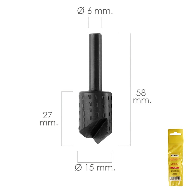 Fresa Rotativa Madera Para Vaciado Ø 15 mm, Para Taladro / Fresadora