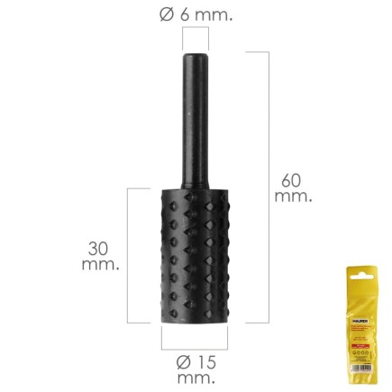 Fresa Rotativa Para Madera Cilindrica Ø 15 mm, Para Taladro / Fresadora
