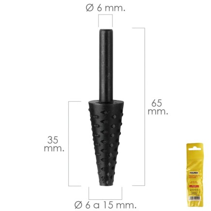 Fresa Rotativa Para Madera Conica Ø 6 a 15 mm, Para Taladro / Fresadora