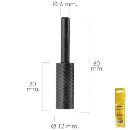 Fresa Rotativa Para Metal Cilindrica Ø 12 mm, Para Taladro / Fresadora