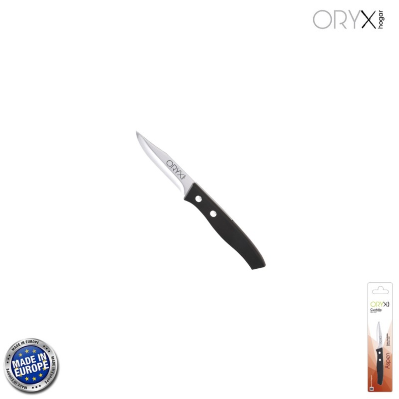 Cuchillo Aspen Mondador Hoja Acero Inoxidable 8 cm, Negro