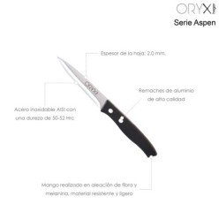 Cuchillo Aspen Patatero Hoja Acero Inoxidable 10 cm, Negro