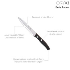 Cuchillo Aspen Verduras Hoja Acero Inoxidable 15 cm, Negro