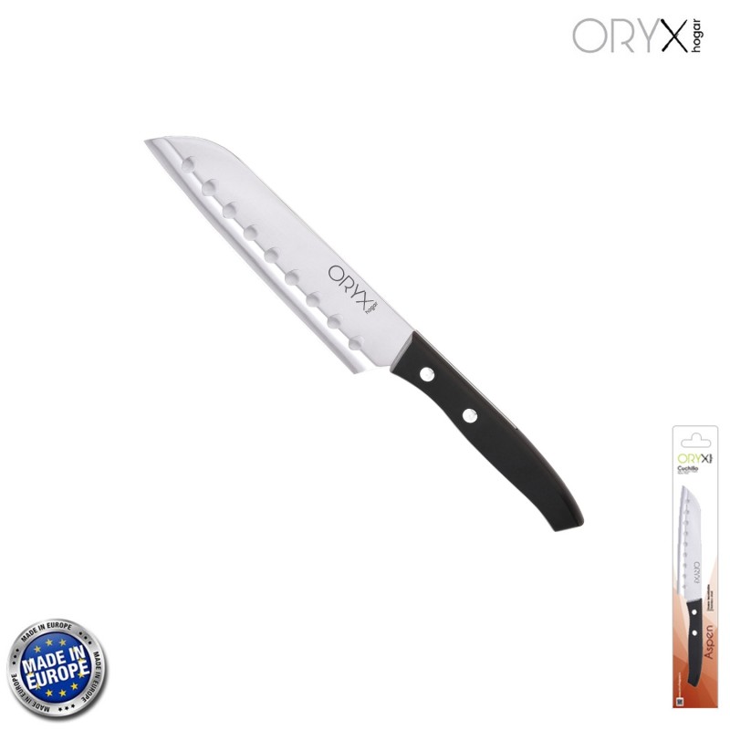 Cuchillo Aspen Santoku Hoja Acero Inoxidable 17 cm, Negro