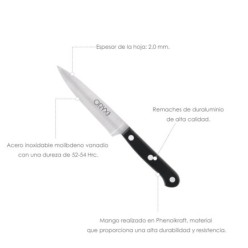 Cuchillo Grenoble Patatero Puntilla Hoja Acero Inoxidable 11 cm, Negro