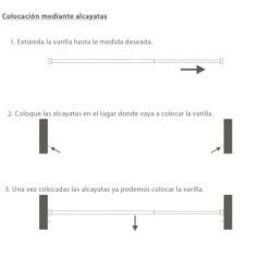 Barra Visillo Extensible 80/98 cm, Con Soporte, Sin Muelle (2 piezas)