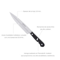 Cuchillo Grenoble Cocina Hoja Acero Inoxidable 13 cm, Negro