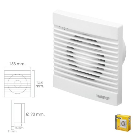 Extractor Humos Baño 13 Watt, Salida Ø 98 mm,