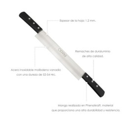 Cuchillo Grenoble Quesero 2 Mangos Hoja Acero Inoxidable 25 cm, Negro