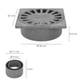 Sumidero Sifónico Pvc  25x25 cm, Salida De Ø 90 / 110 mm, desagüe, Desaguadero, Tragadero, Alcantarilla, al por Mayor | Almacén 