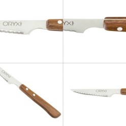 Cuchillo Montana Chuletero Hoja Acero Inoxidable 9 cm, Mango Madera (Blister 3 Piezas)