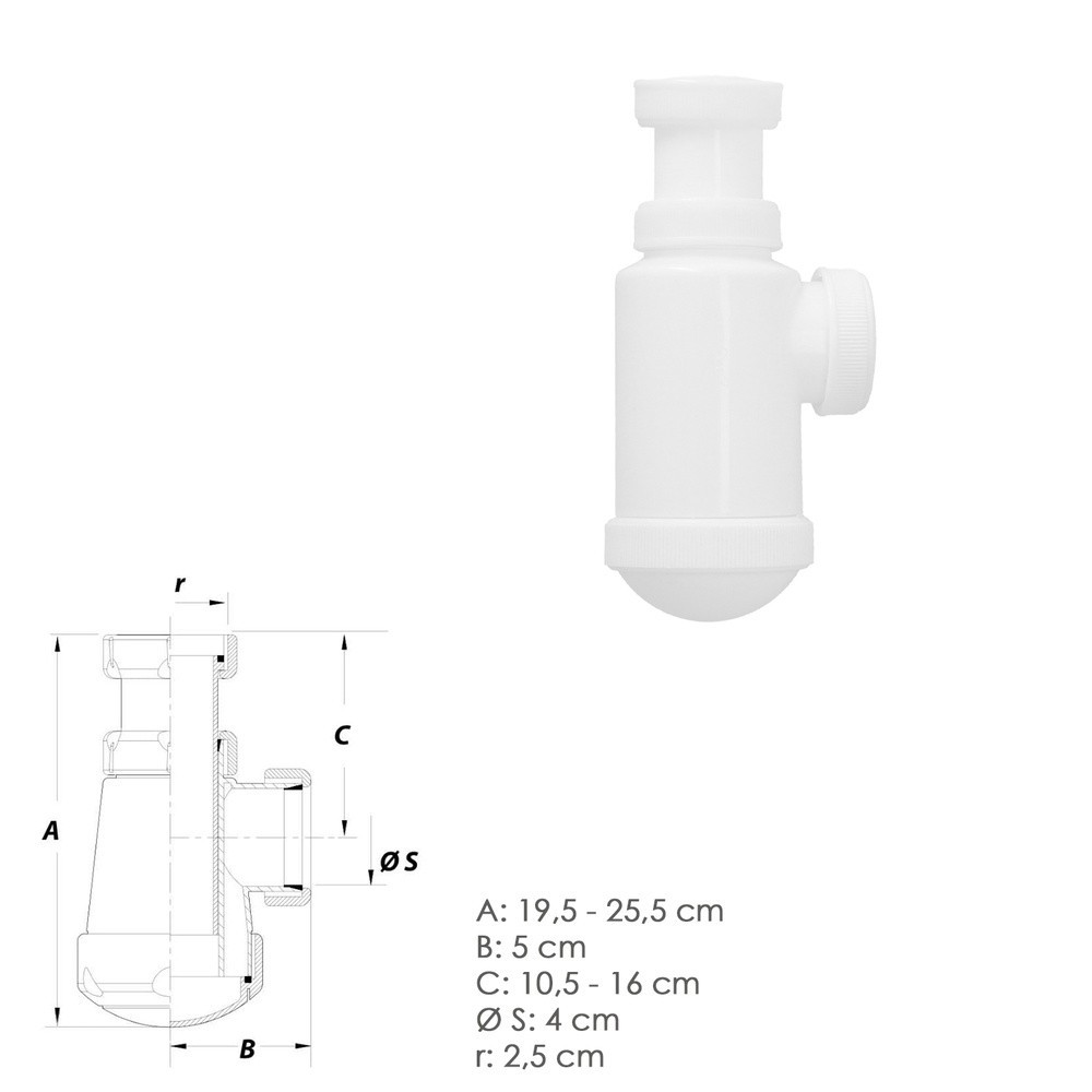 Sifon Botella Extensible  1 1/2  Tuerca Loca al por Mayor | Almacén de Ferretería