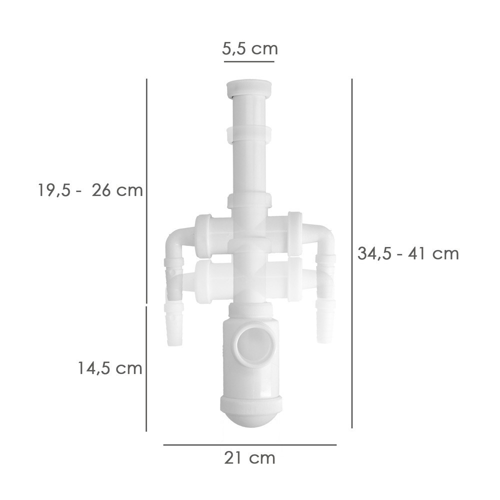 Sifon Botella Extensible 1 1/2"  Salida Ø 40mm  2 Tomas Lavadora al por Mayor | Almacén de Ferretería