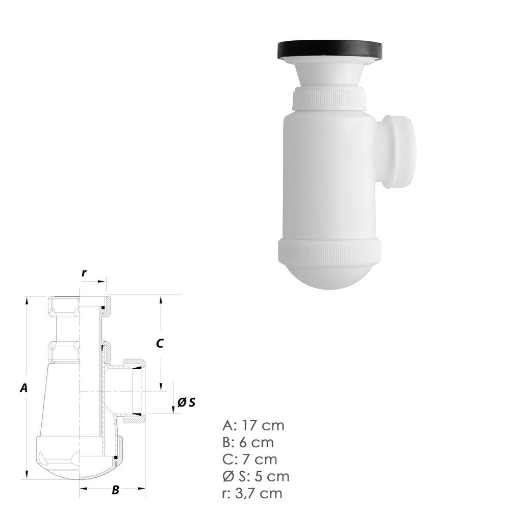 Sifon Botella Extensible 1 1/2 Con Válvula y Tapón al por Mayor | Almacén de Ferretería