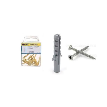 Taco Nº 4 Con Tornillos Cabeza Plana Zincada 3,5x25 mm, 15 unidades