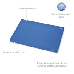 Tabla Cortar Polietileno 30x20x1,5 cm,  Color Azul