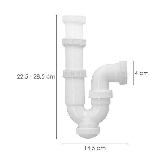 Sifon Curvo ExtensibleTuerca Loca  1 1/2" Ø 40 Mm al por Mayor | Almacén de Ferretería