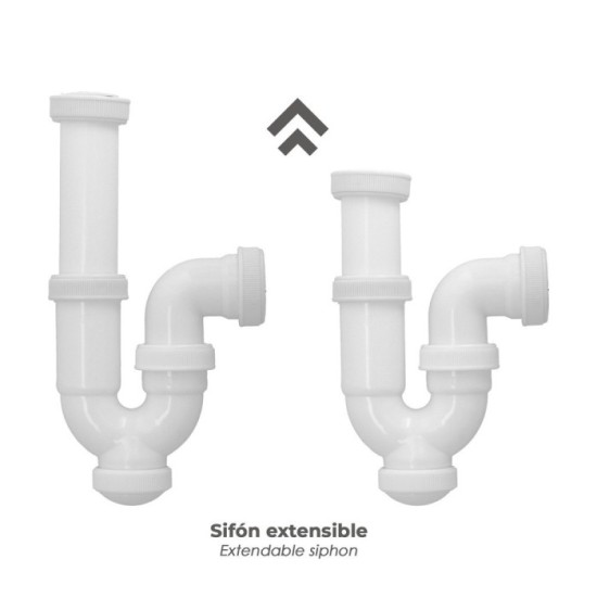 Sifon Curvo ExtensibleTuerca Loca  1 1/2" Ø 40 Mm al por Mayor | Almacén de Ferretería