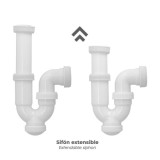 Sifon Curvo ExtensibleTuerca Loca  1 1/2" Ø 40 Mm al por Mayor | Almacén de Ferretería