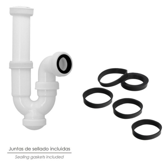 Sifon Curvo ExtensibleTuerca Loca  1 1/2" Ø 40 Mm al por Mayor | Almacén de Ferretería