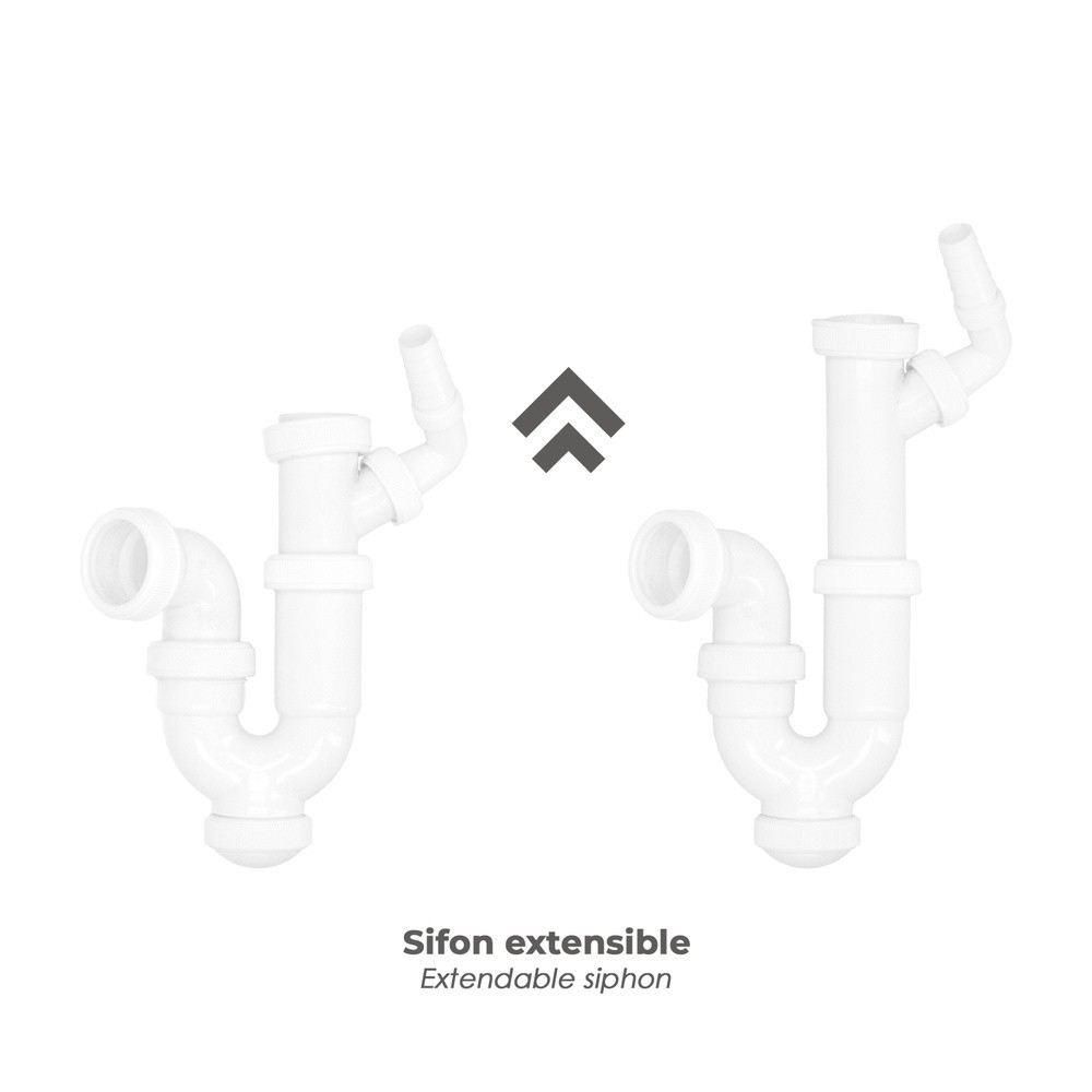Sifon Curvo Extensible Con Toma Lavadora  1 1/2" Ø 40 Mm, al por Mayor | Almacén de Ferretería