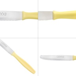 Cuchillo Mesa Etna Hoja Sierra Acero Inoxidable 10 cm, Amarillo (Blister 6 piezas)