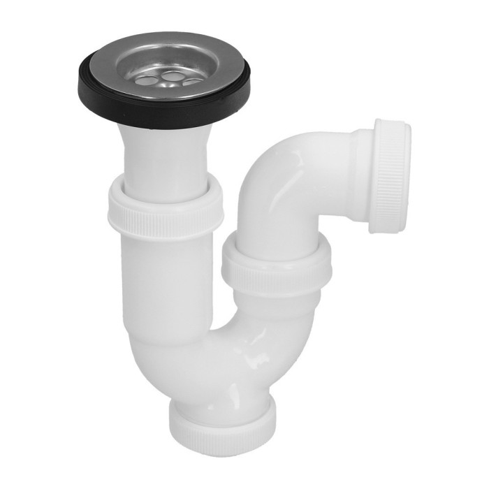 Sifon Curvo Extensible Con Valvula y Tapon 1 1/2" Ø 40 Mm al por Mayor | Almacén de Ferretería