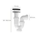 Sifon Curvo Extensible Con Valvula y Tapon 1 1/2" Ø 40 Mm al por Mayor | Almacén de Ferretería