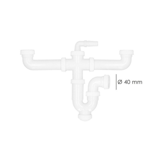 Sifon Doble Con Doble Evacuacion 1 1/2" Ø 40mm al por Mayor | Almacén de Ferretería