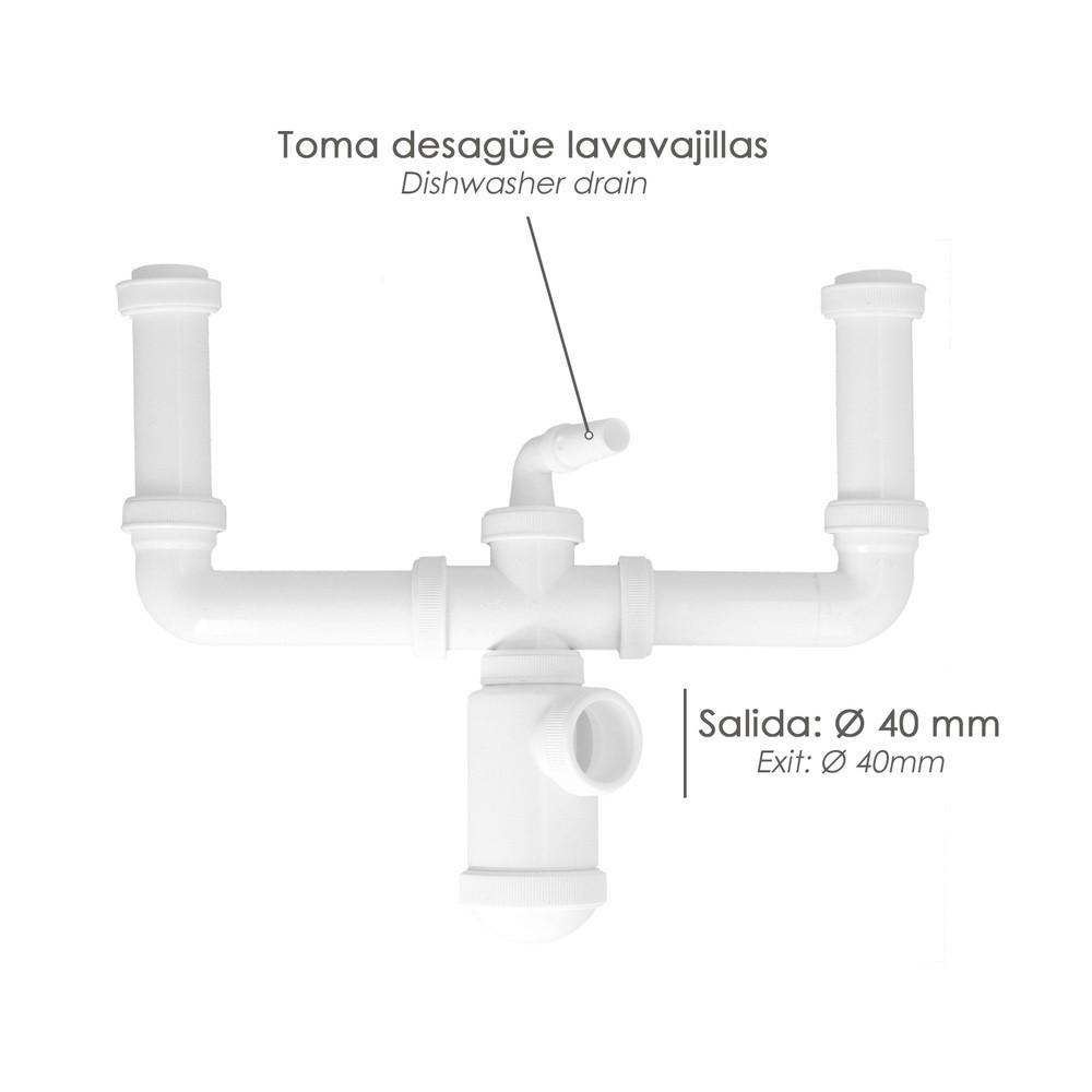 Sifon Doble Extensible Con Botella Salida 1 1/2" Salida Ø 40 mm, al por Mayor | Almacén de Ferretería