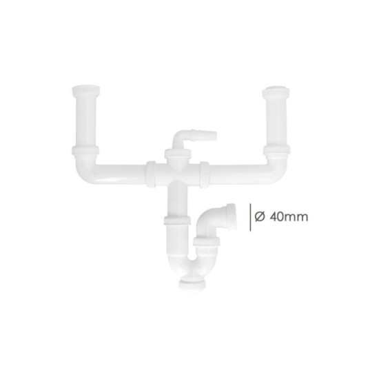 Sifon Doble Extensible Con Dos Evacuaciones  1 1/2" Salida De Ø 40 Mm al por Mayor | Almacén de Ferretería