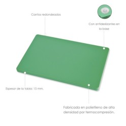 Tabla Cortar Polietileno 30x20x1,5 cm,  Color Verde