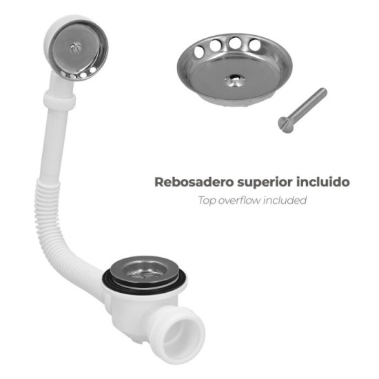 Sifon Bañera Con Rebosadero Salida Orientable1 1/2 al por Mayor | Almacén de Ferretería