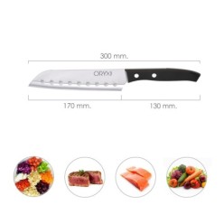 Cuchillo Aspen Santoku Hoja Acero Inoxidable 17 cm, Negro