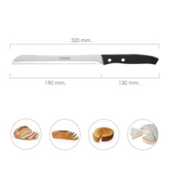 Cuchillo Aspen Panero Hoja Acero Inoxidable 19 cm, Negro