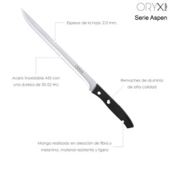Cuchillo Aspen Jamonero Hoja Acero Inoxidable 25 cm, Negro