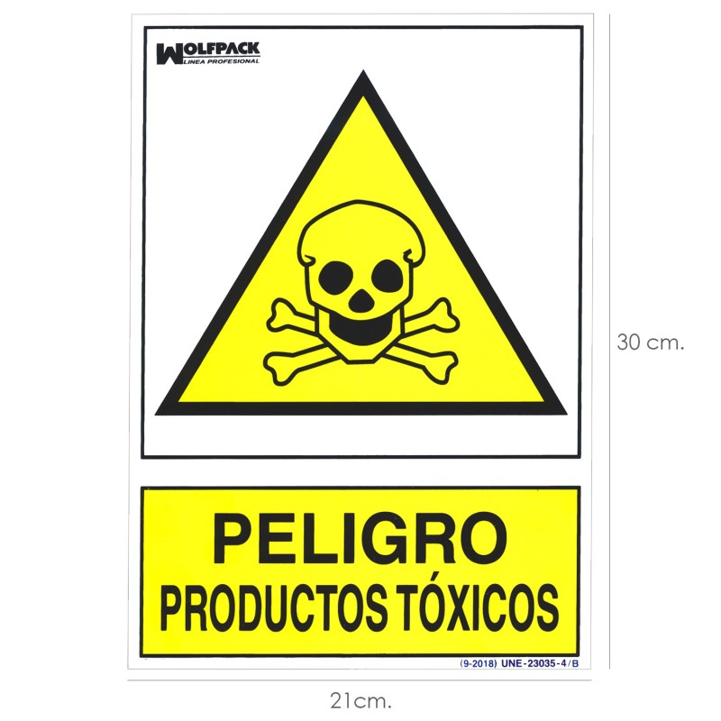 Cartel Peligro Productos Toxicos 30x21cm,