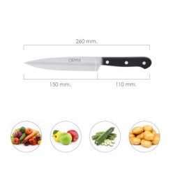 Cuchillo Grenoble Verduras Hoja Acero Inoxidable 15 cm, Negro