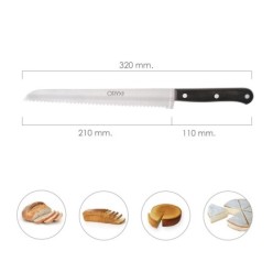 Cuchillo Grenoble Panero Hoja Acero Inoxidable 20 cm, Negro