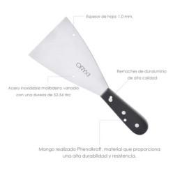 Espatula Cocina Grenoble Acero Inoxidable 9 cm, Negro