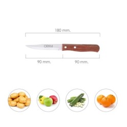 Cuchillo Montana Patatero Hoja Acero Inoxidable 9 cm, Mango madera (Blister 3 piezas)