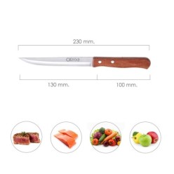 Cuchillo Montana Cocina Hoja Acero Inoxidable 13 cm, Mango Madera