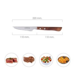 Cuchillo Montana Chuletero Hoja Acero Inoxidable 9 cm, Mango Madera (Blister 3 Piezas)