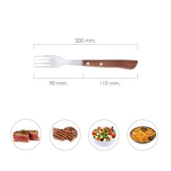 Tenedor Montana Chuletero Acero Inoxidable 9 cm, Mango Madera (Blister 3 Piezas)